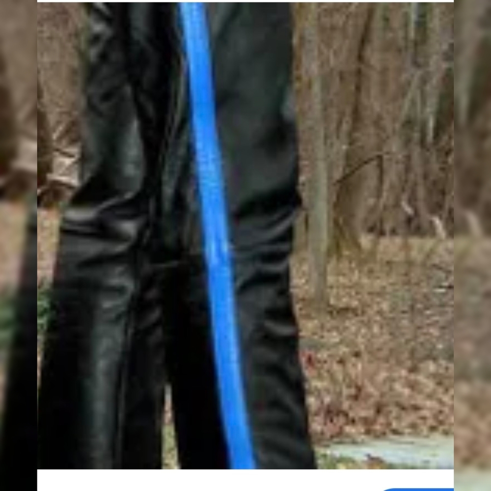Black and Blue Leather Pants - Picture 13 of 16